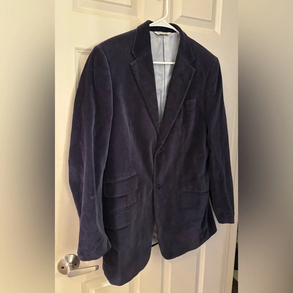 Perry Ellis Men’s Slim Fit Cotton Velvet Blazer in Navy, Size 38 Reg - Picture 2 of 11
